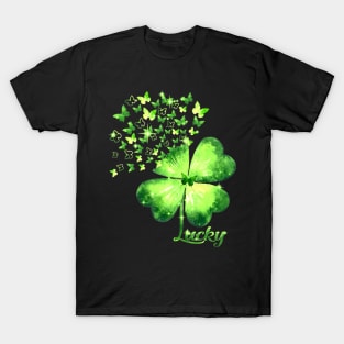 Butterfly Lucky Clover Shamrock St Patricks Day T-Shirt